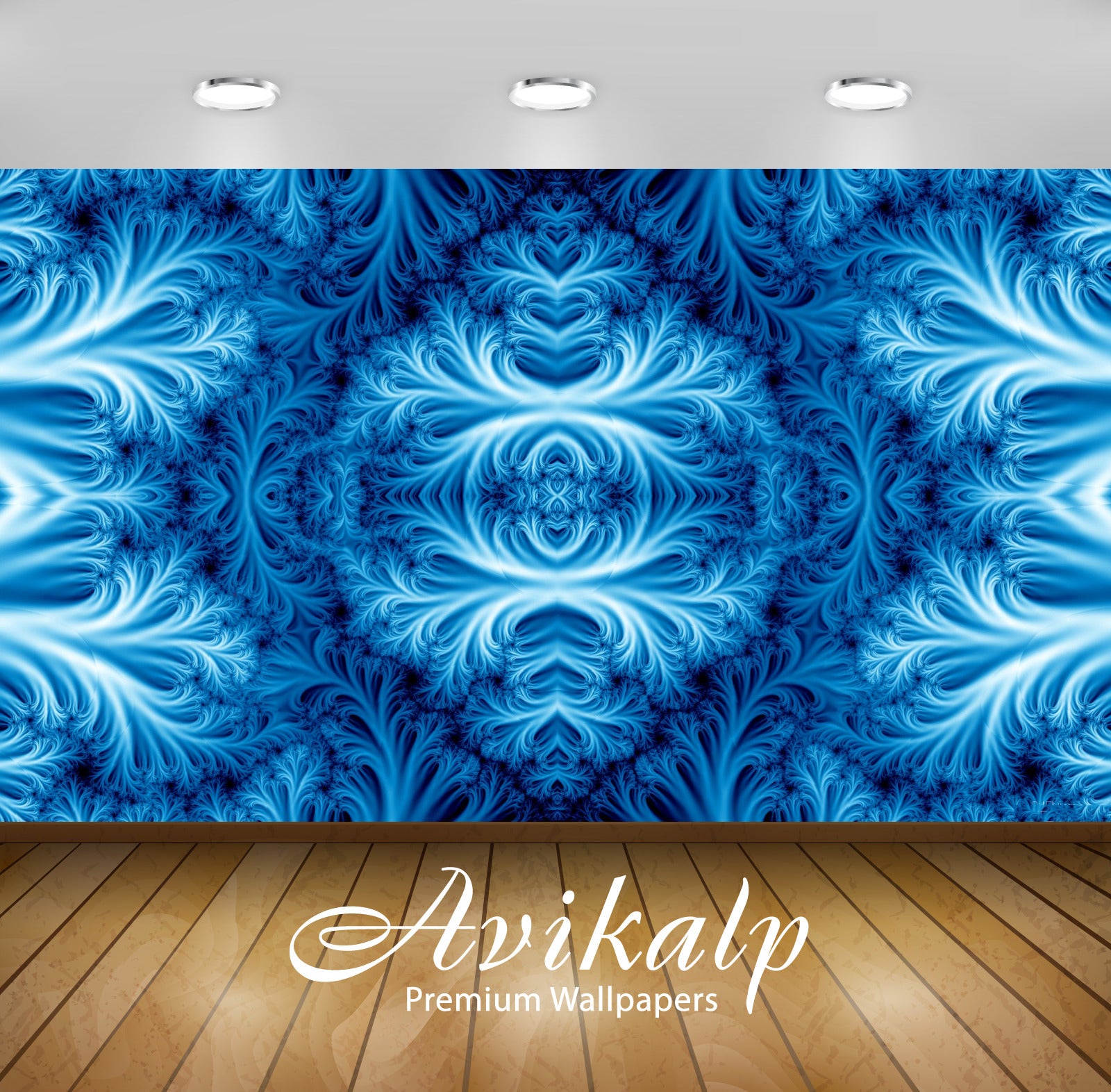Avikalp Exclusive Awi4061 Blue Fractal Ice Full HD Wallpapers for Living room, Hall, Kids Room, Kitc