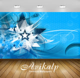 Avikalp Exclusive Awi4067 Blue Shapes Full HD Wallpapers for Living room, Hall, Kids Room, Kitchen,