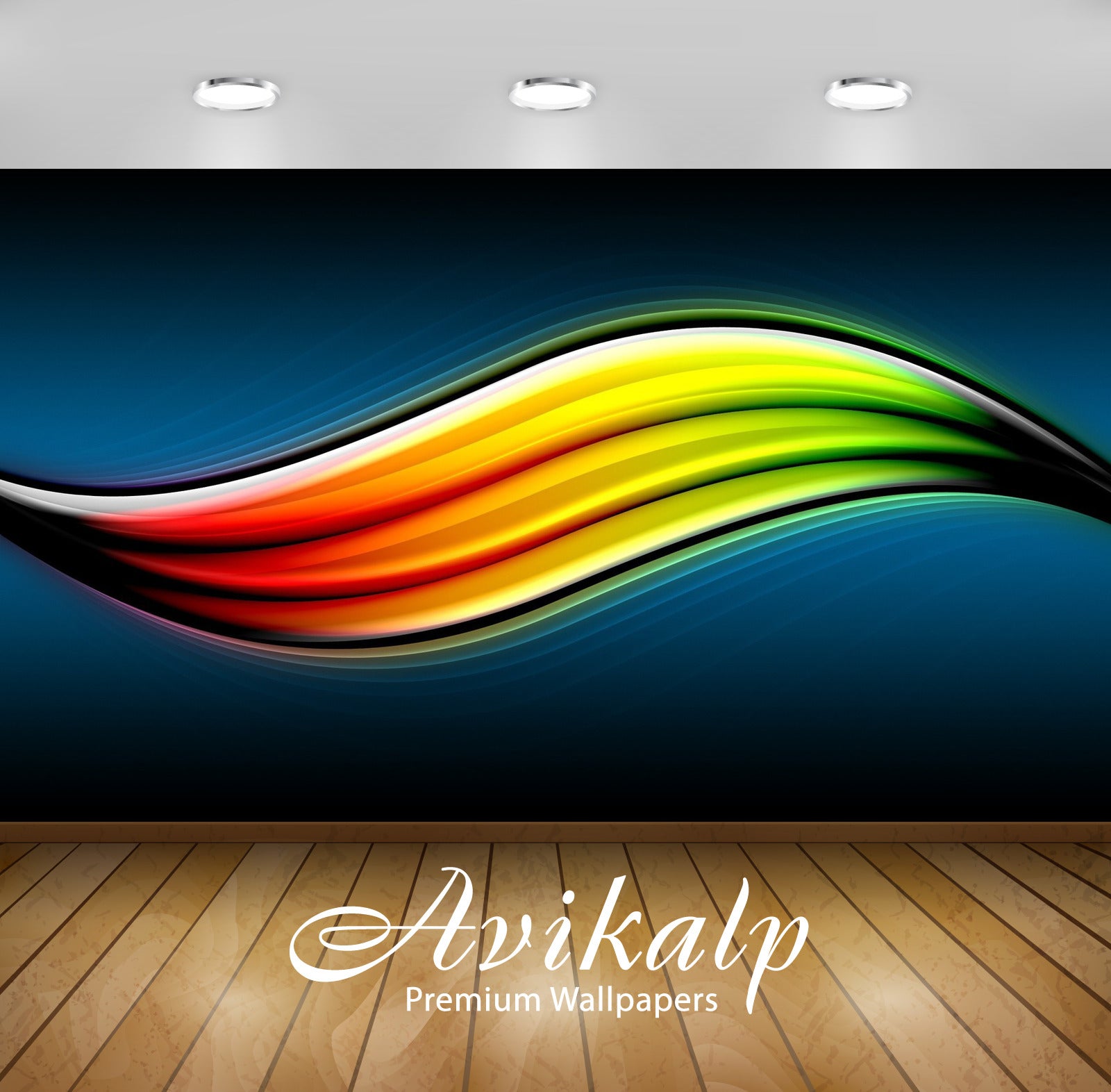 Avikalp Exclusive Awi4144 Colorful Curves Full HD Wallpapers for Living room, Hall, Kids Room, Kitch