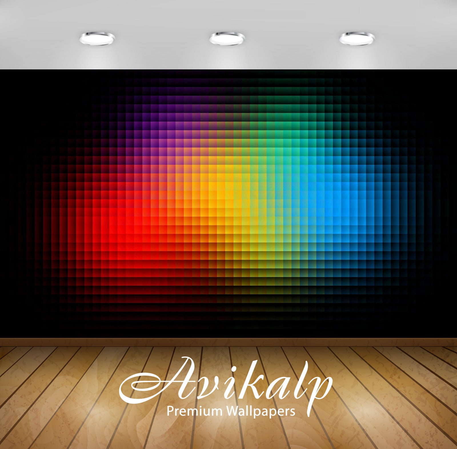 Avikalp Exclusive Awi4198 Colorful Squares Full HD Wallpapers for Living room, Hall, Kids Room, Kitc