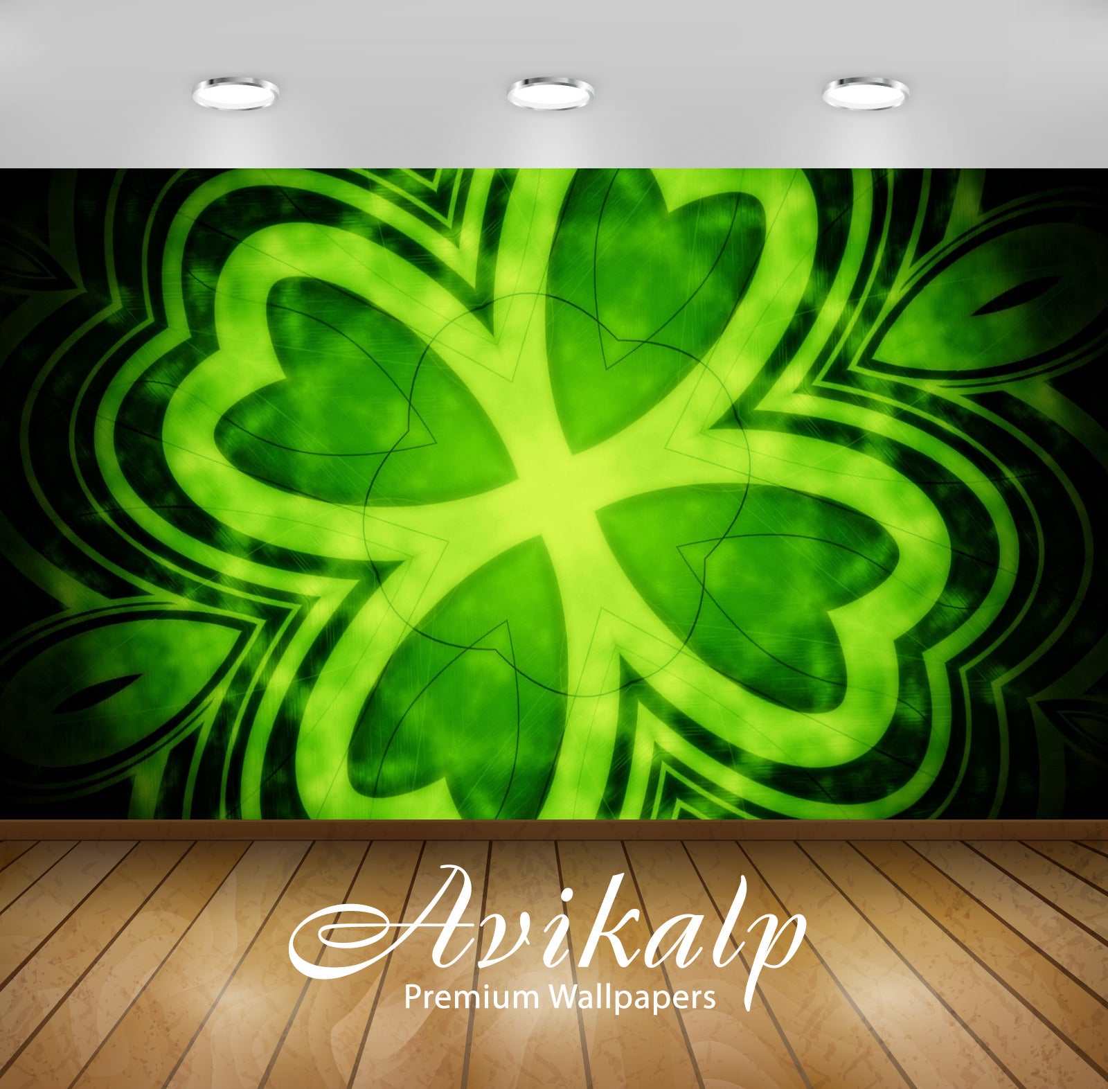 Avikalp Exclusive Awi4333 Four Leaf Clover Full HD Wallpapers for Living room, Hall, Kids Room, Kitc