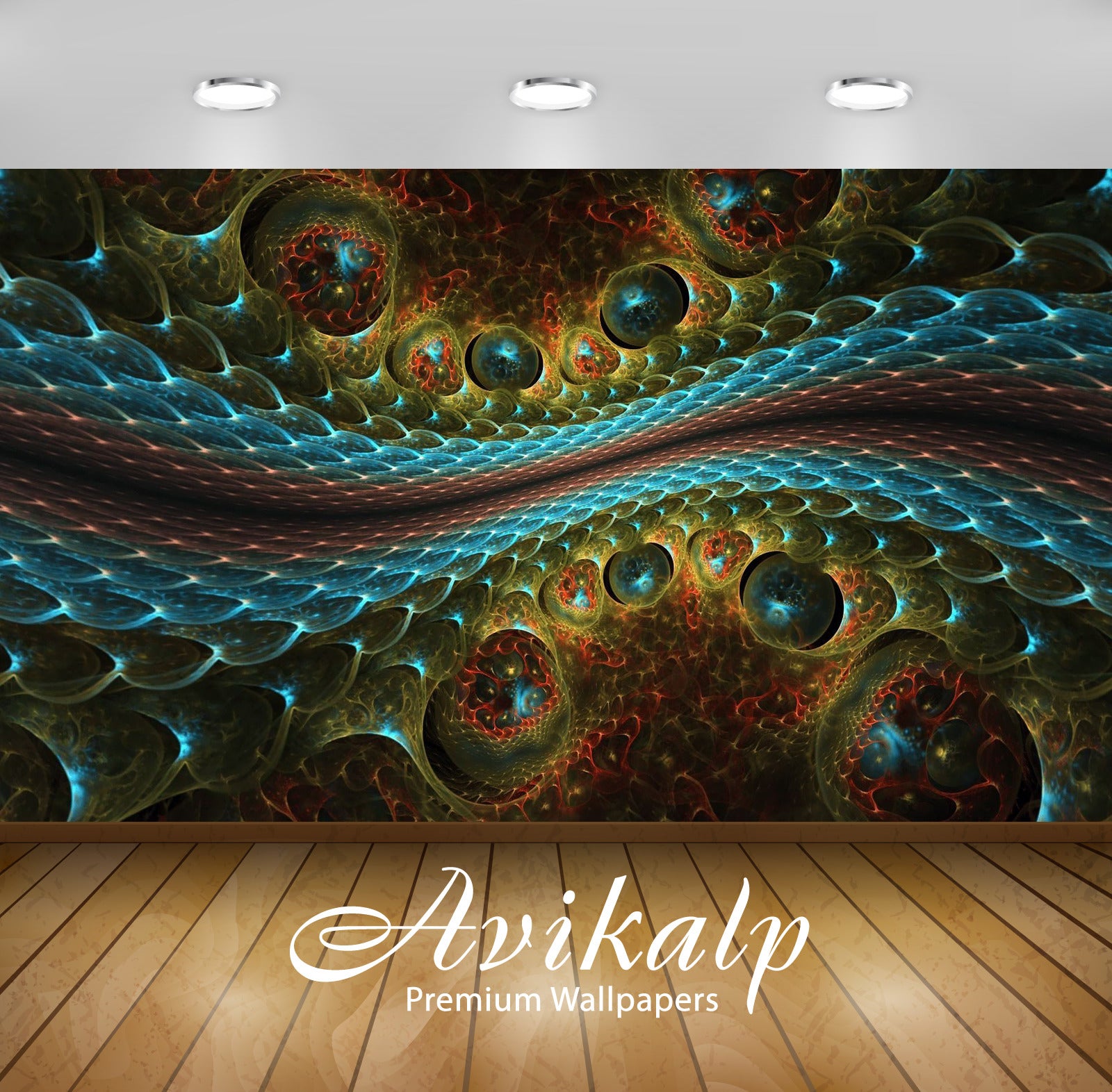 Avikalp Exclusive Awi4400 Fractal Snake Skin Full HD Wallpapers for Living room, Hall, Kids Room, Ki