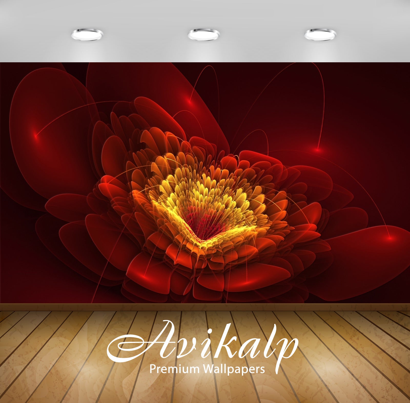 Avikalp Exclusive Awi4441 Golden Core Of The Red Flower Full HD Wallpapers for Living room, Hall, Ki
