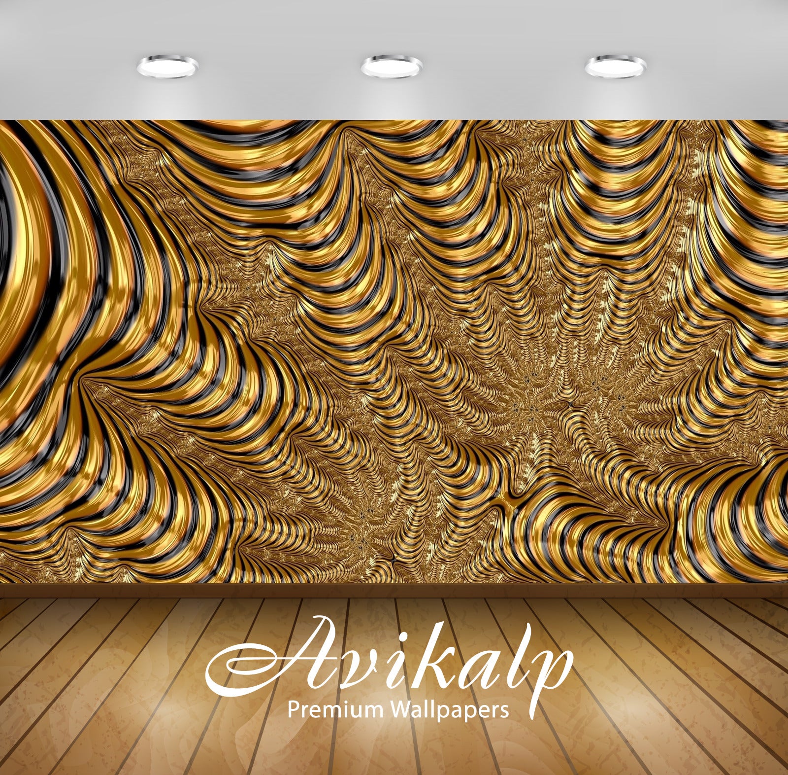Avikalp Exclusive Awi4448 Golden Metallic Paint Full HD Wallpapers for Living room, Hall, Kids Room,