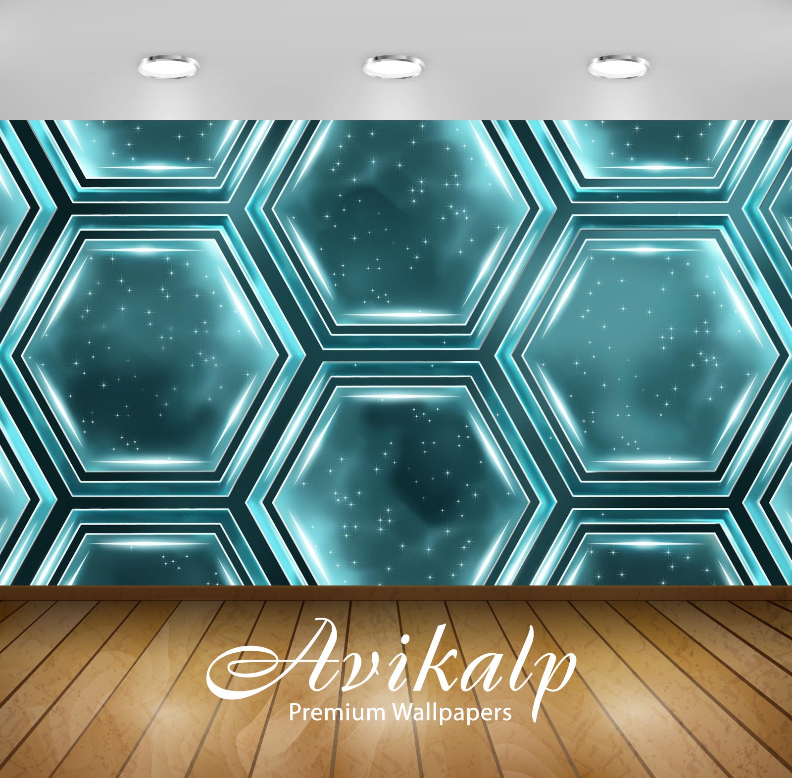 Avikalp Exclusive Awi4459 Hexagons Full HD Wallpapers for Living room, Hall, Kids Room, Kitchen, TV