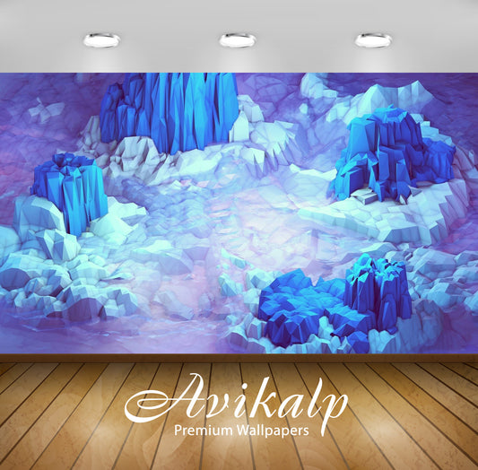 Avikalp Exclusive Awi4462 Icy Blue Mountains Full HD Wallpapers for Living room, Hall, Kids Room, Ki