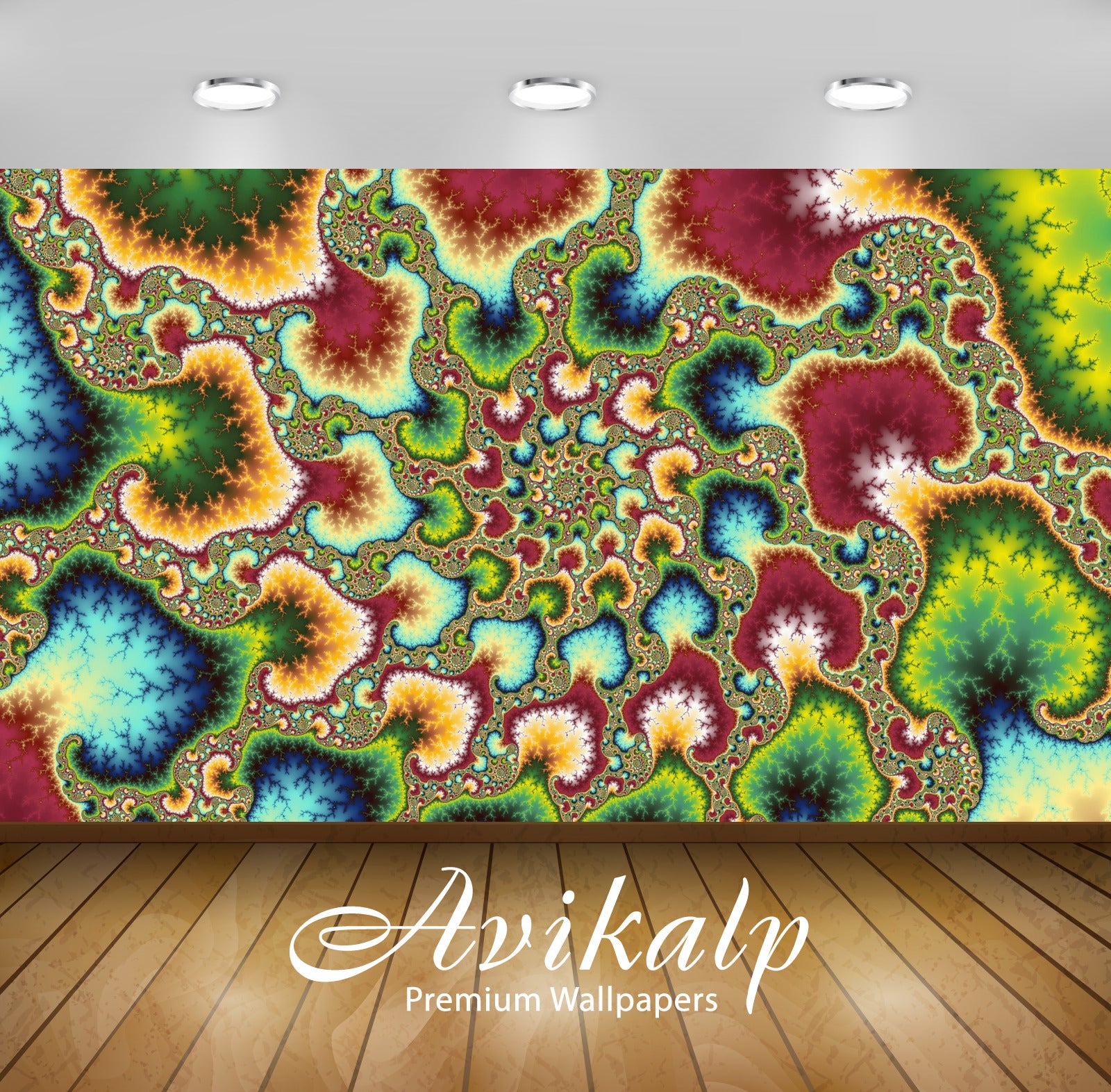 Avikalp Exclusive Awi4570 Psychedelic Fractal Design Full HD Wallpapers for Living room, Hall, Kids