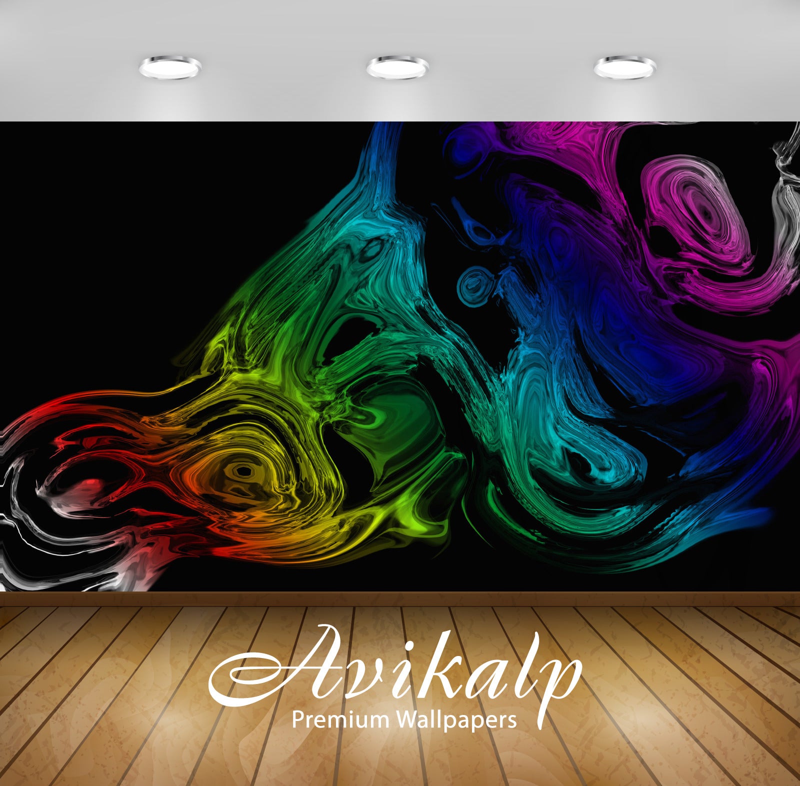Avikalp Exclusive Awi4588 Rainbow Liquid Full HD Wallpapers for Living room, Hall, Kids Room, Kitche