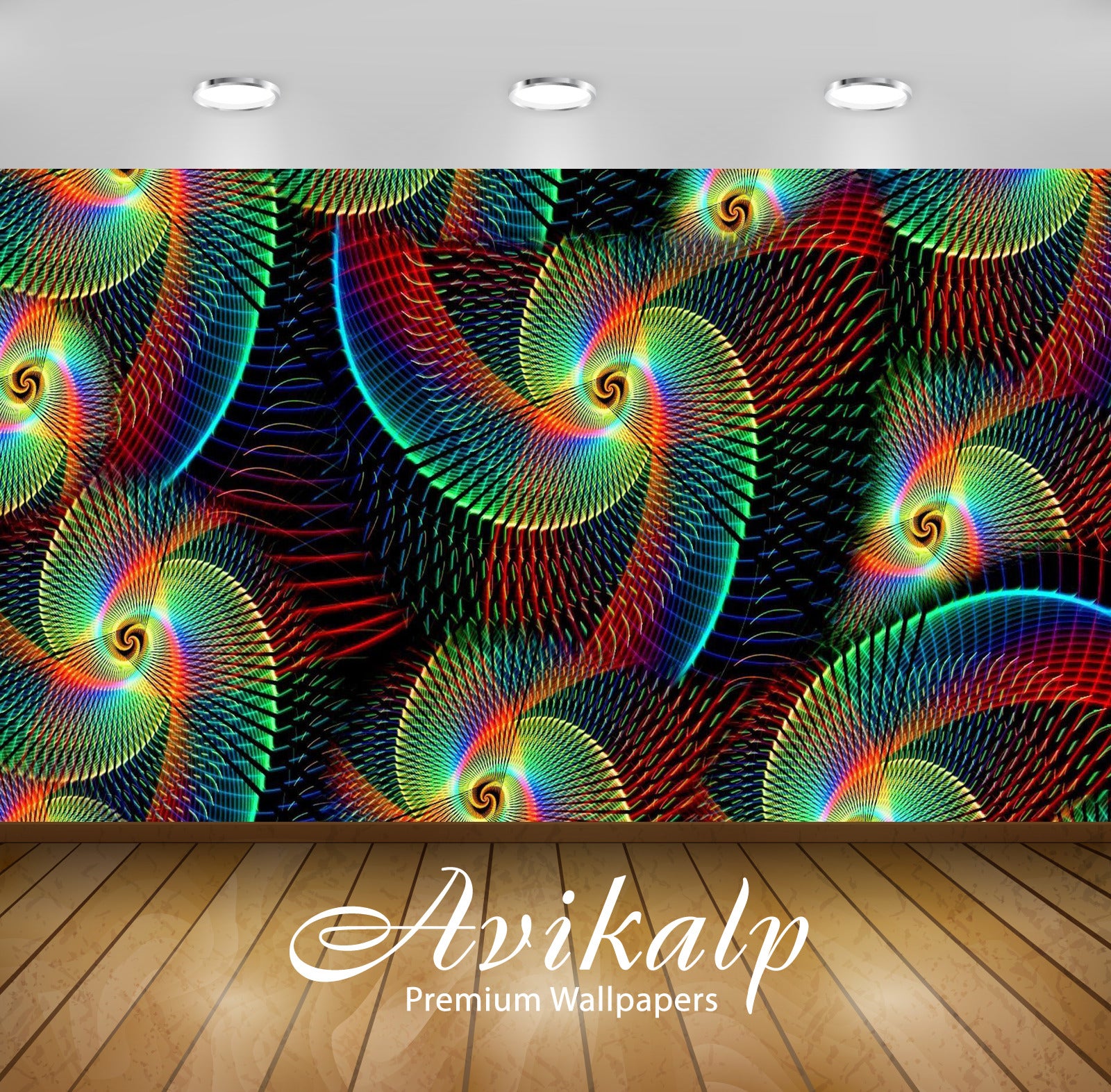 Avikalp Exclusive Awi4593 Rainbow Swirls Full HD Wallpapers for Living room, Hall, Kids Room, Kitche