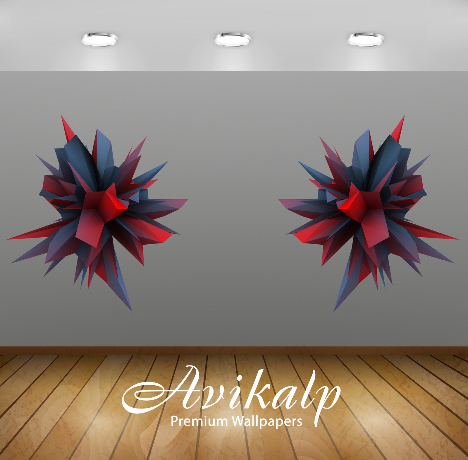 Avikalp Exclusive Awi4595 Red And Blue Thorns Full HD Wallpapers for Living room, Hall, Kids Room, K