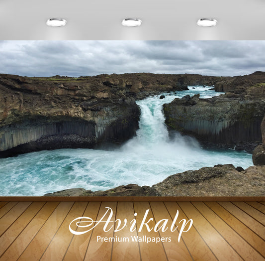 Avikalp Exclusive Awi4737 Aldeyjarfoss Waterfall Nature Mountain Full HD Wallpapers for Living room,