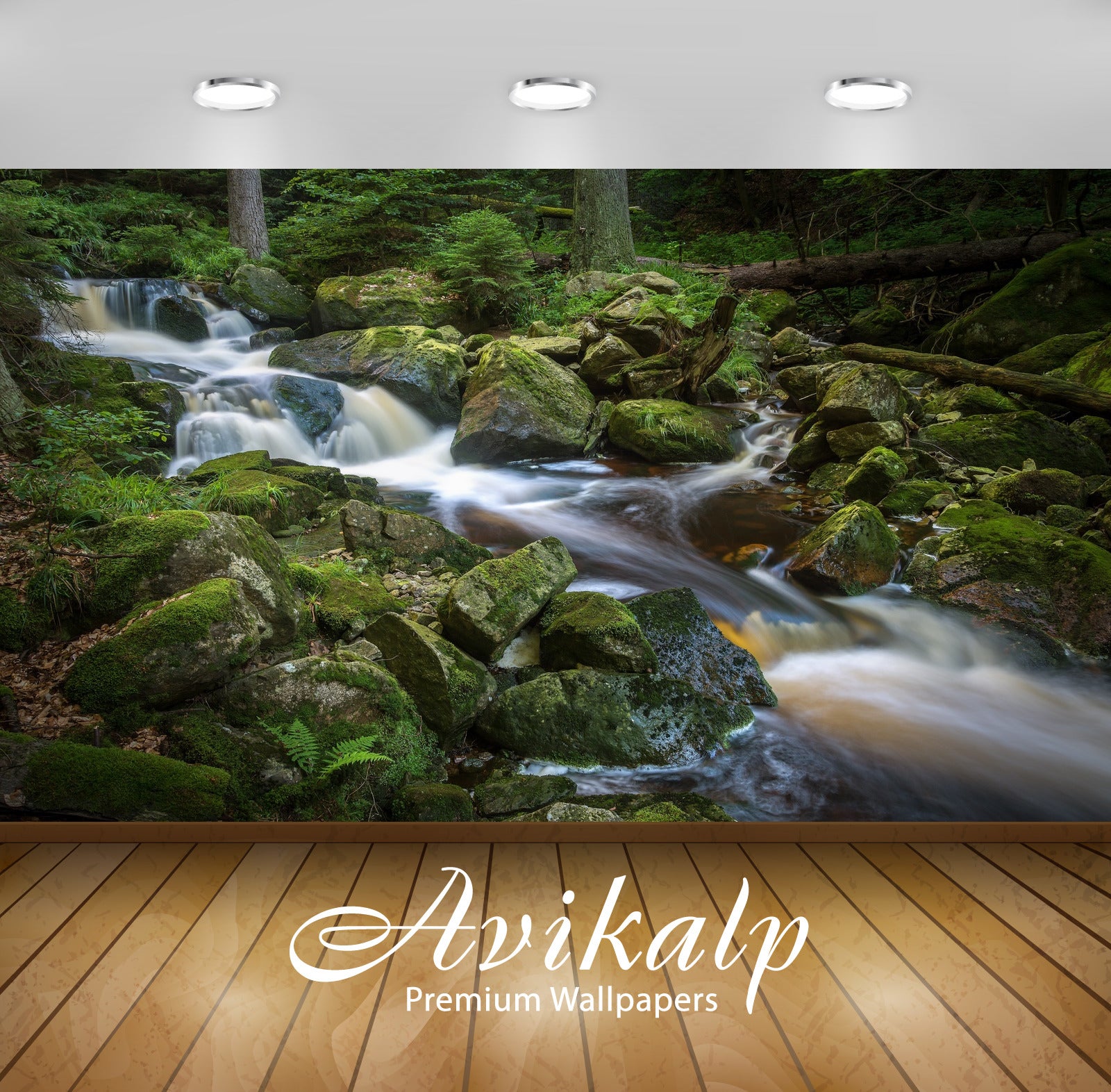 Avikalp Exclusive Awi4744 Bach Waterfall Nature Mountain Full HD Wallpapers for Living room, Hall, K