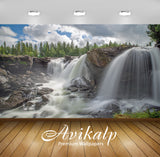 Avikalp Exclusive Awi4850 Sweden Waterfall Nature Mountain Full HD Wallpapers for Living room, Hall,