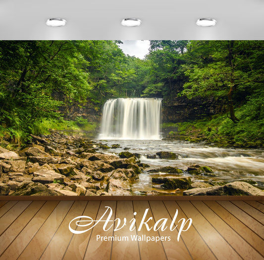 Avikalp Exclusive Awi4906 Waterfall Nature Mountain Full HD Wallpapers for Living room, Hall, Kids R
