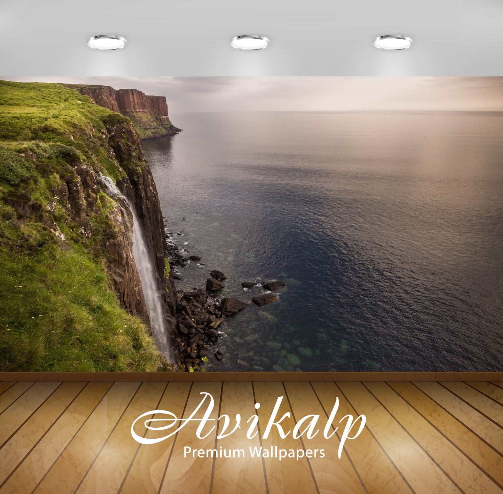 Avikalp Exclusive Awi4988 Isle Of Skye Waterfall Mountain Full HD Wallpapers for Living room, Hall,