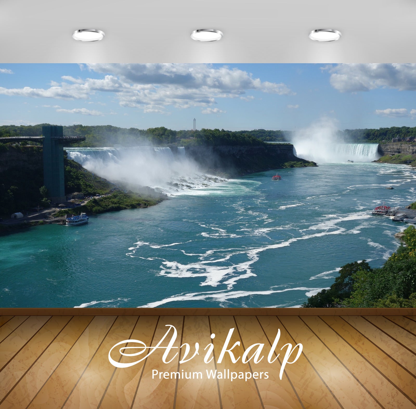 Avikalp Exclusive Awi4996 Niagara Waterfall Mountain Full HD Wallpapers for Living room, Hall, Kids