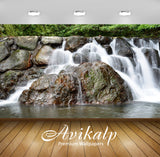 Avikalp Exclusive Awi5020 Waterfall Mountain Full HD Wallpapers for Living room, Hall, Kids Room, Ki