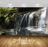 Avikalp Exclusive Awi5023 Waterfall Mountain Full HD Wallpapers for Living room, Hall, Kids Room, Ki