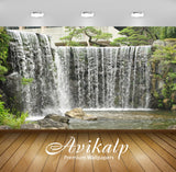 Avikalp Exclusive Awi5043 Waterfall Mountain Full HD Wallpapers for Living room, Hall, Kids Room, Ki