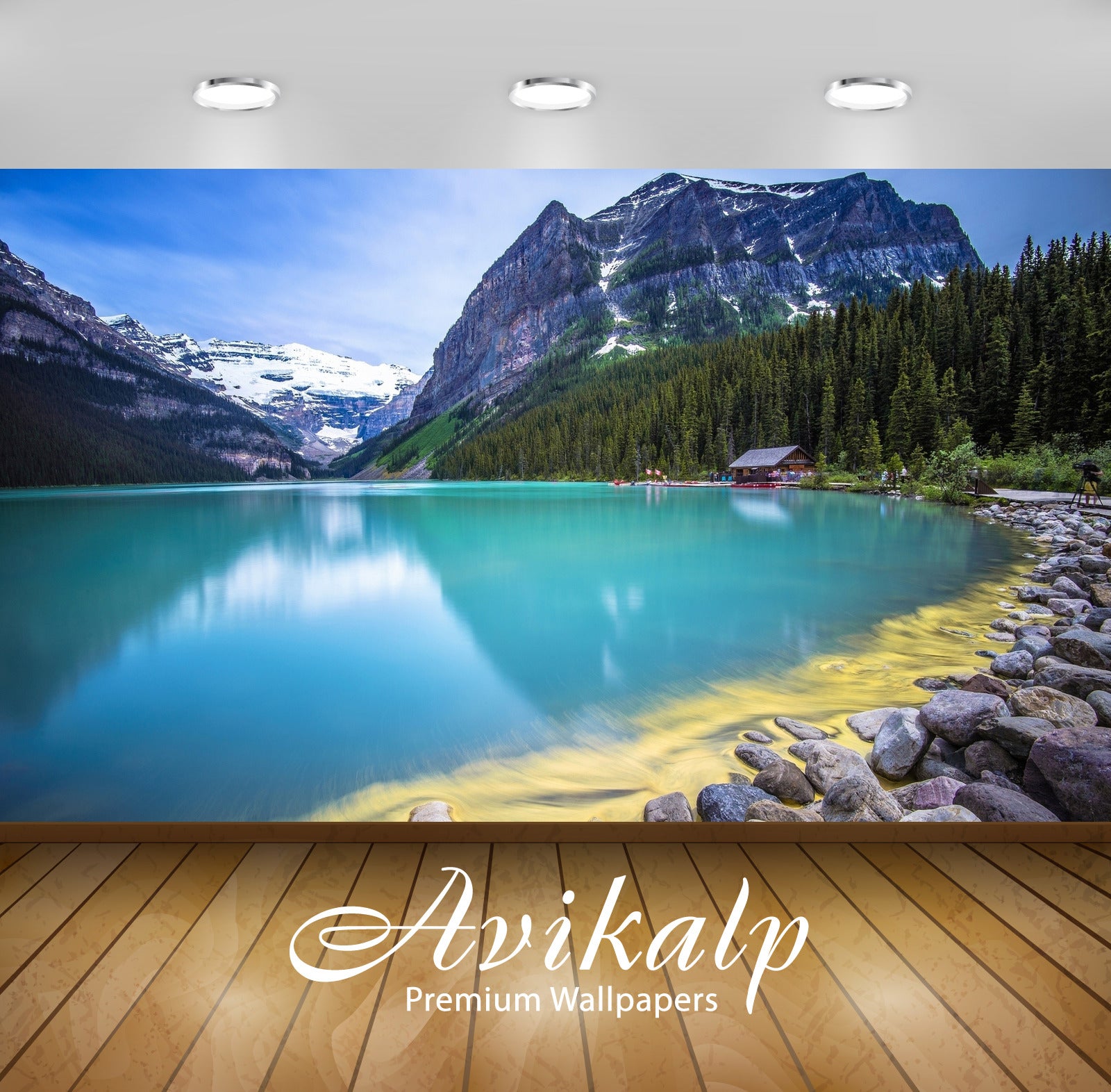 Avikalp Exclusive Awi5085 Amazing Turquoise Water Lake Guarded By Rocky Mountains Nature Full HD Wal