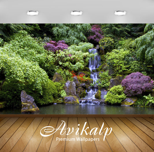 Avikalp Exclusive Awi5108 Artificial Waterfall In The Beautiful Garden Nature Full HD Wallpapers for