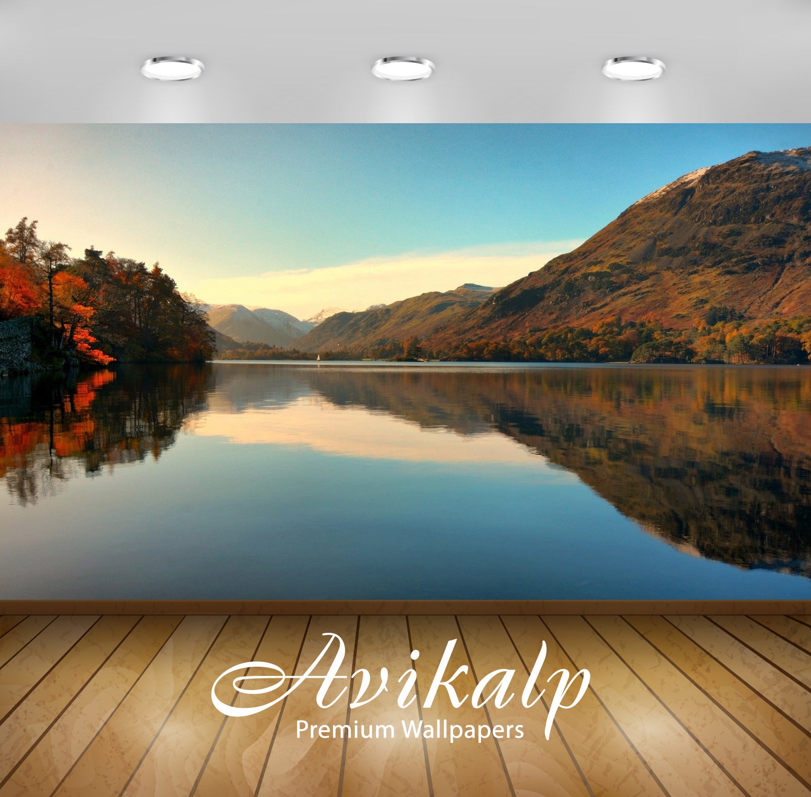 Avikalp Exclusive Awi5116 Autumn By The Lake Nature Full HD Wallpapers for Living room, Hall, Kids R
