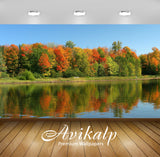 Avikalp Exclusive Awi5127 Autumn Forest By The Calm Lake Nature Full HD Wallpapers for Living room,