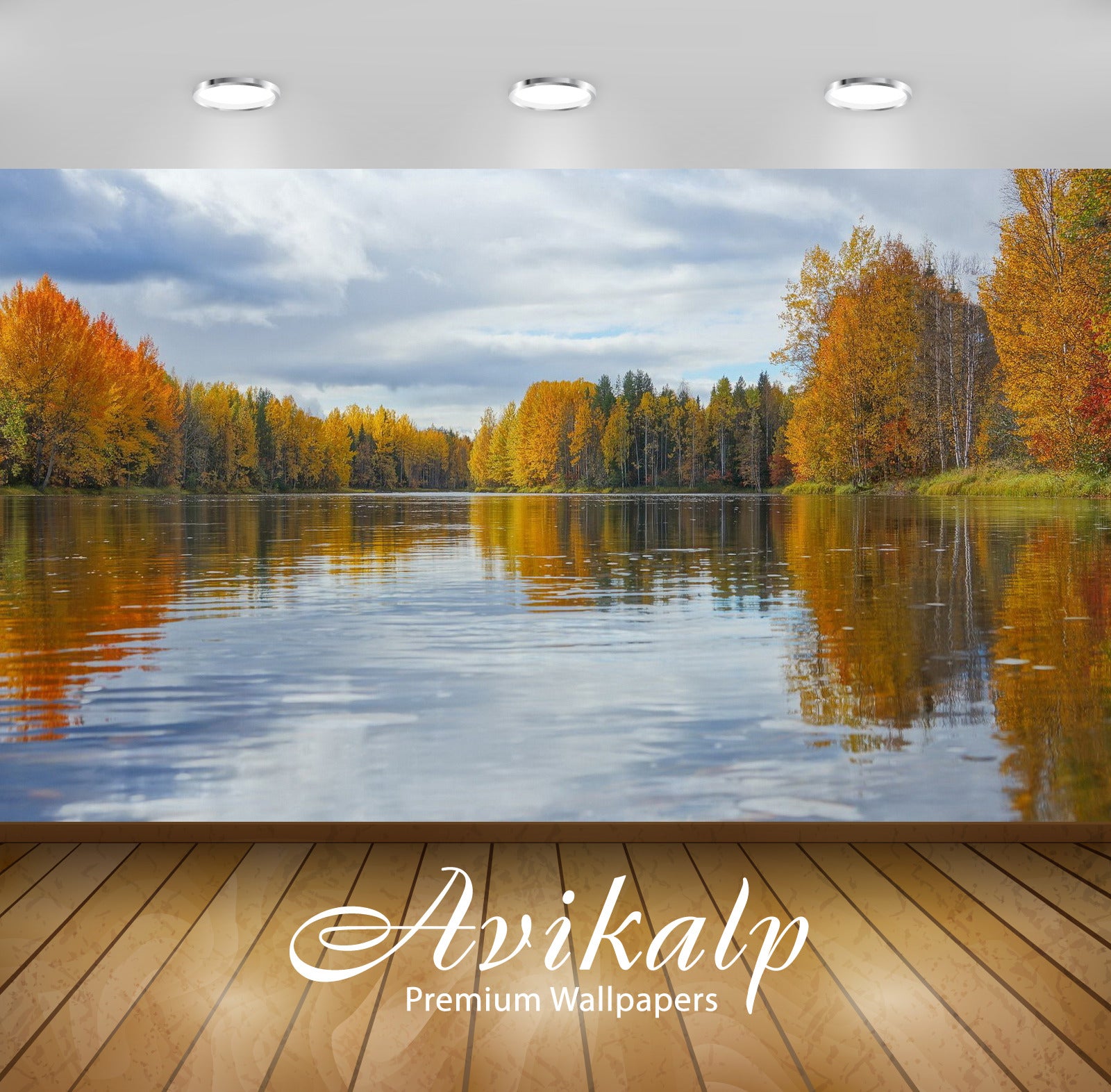 Avikalp Exclusive Awi5137 Autumn Forest Reflecting In The Water Nature Full HD Wallpapers for Living