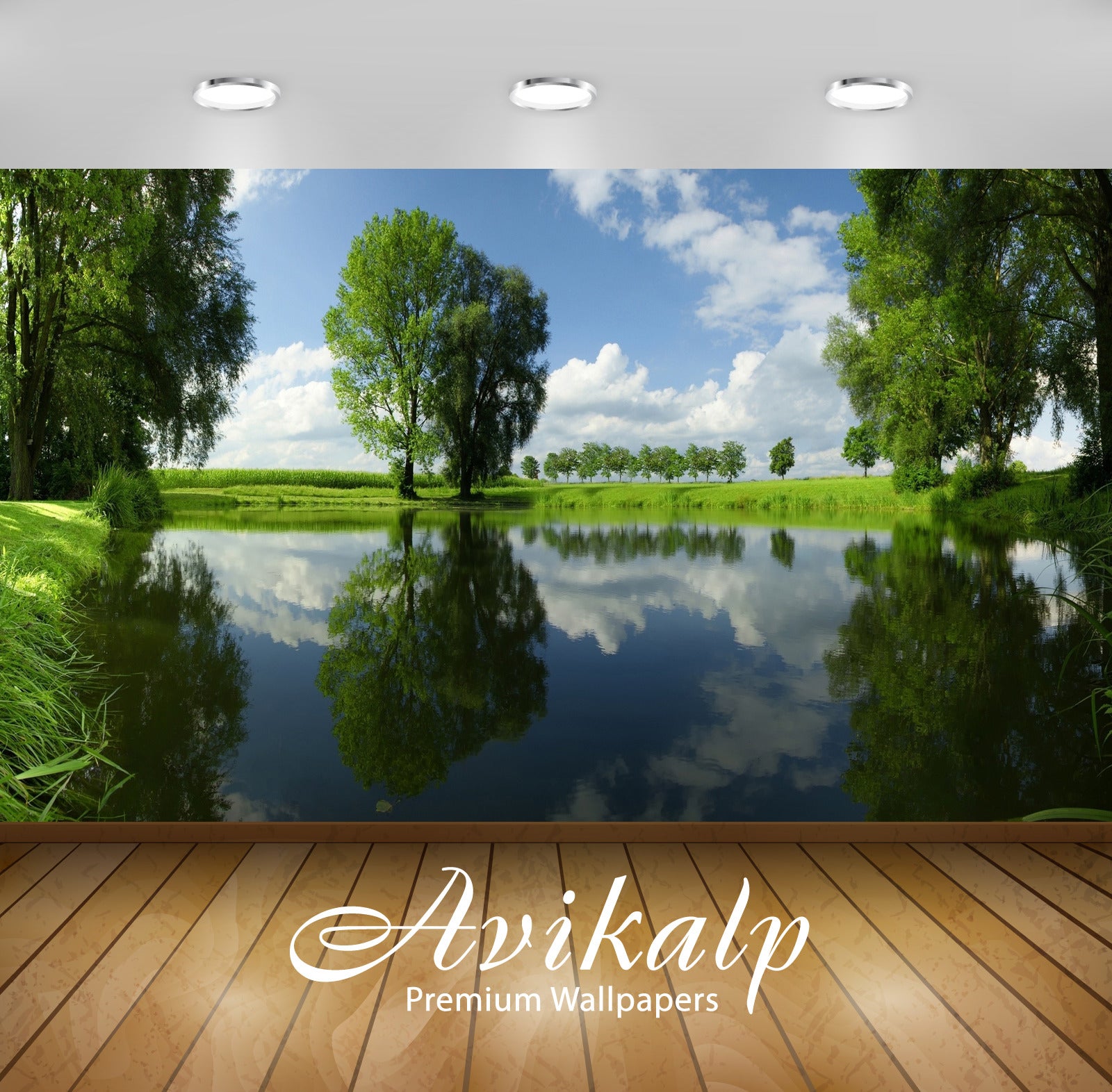 Avikalp Exclusive Awi5181 Beautifuk Green Nature Reflecting In The Mirror Of The Lake Nature Full HD