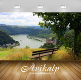 Avikalp Exclusive Awi5225 Bench Facing The Small Village And River Nature Full HD Wallpapers for Liv