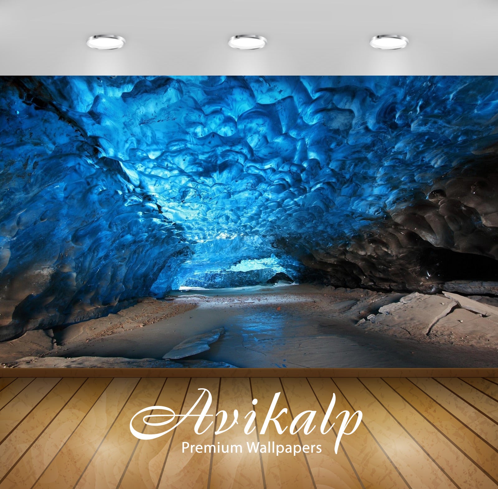 Avikalp Exclusive Awi5307 Cave Under Ice Nature Full HD Wallpapers for Living room, Hall, Kids Room,