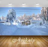 Avikalp Exclusive Awi5359 Cozy Small Hut Under The Thick Snow Nature Full HD Wallpapers for Living r