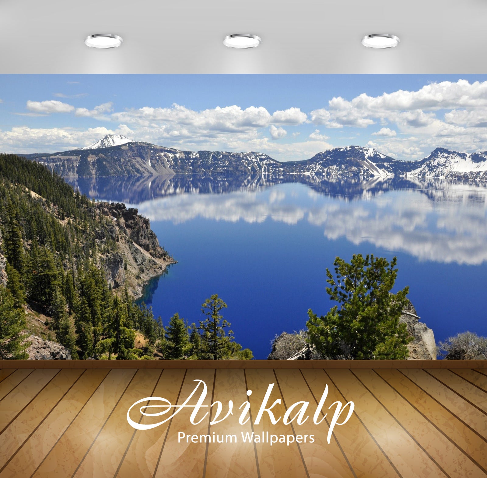 Avikalp Exclusive Awi5360 Crater Lake Nature Full HD Wallpapers for Living room, Hall, Kids Room, Ki