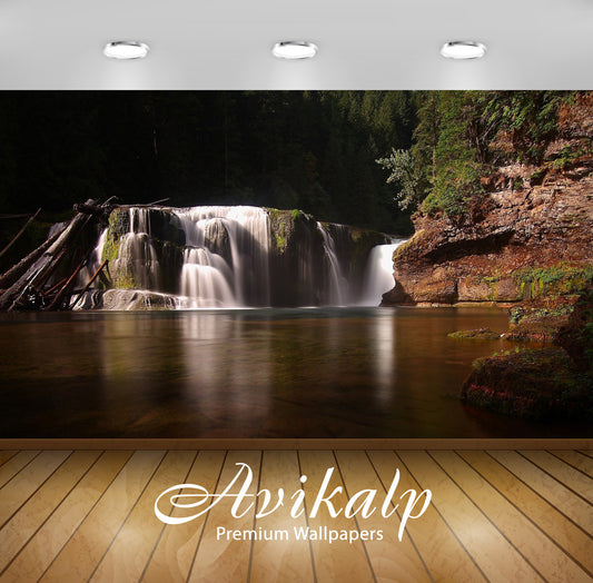 Avikalp Exclusive Awi5472 Forest Waterfall Nature Full HD Wallpapers for Living room, Hall, Kids Roo