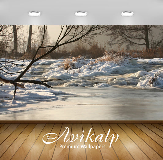 Avikalp Exclusive Awi5482 Frozen River Nature Full HD Wallpapers for Living room, Hall, Kids Room, K