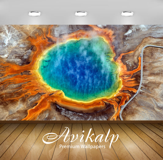 Avikalp Exclusive Awi5534 Grand Prismatic Spring Nature Full HD Wallpapers for Living room, Hall, Ki