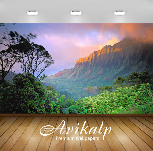 Avikalp Exclusive Awi5599 Hawaii Nature Full HD Wallpapers for Living room, Hall, Kids Room, Kitchen