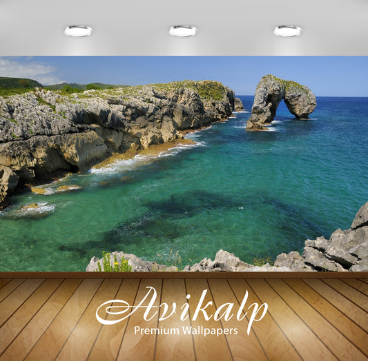 Avikalp Exclusive Awi5852 Natural Stone Arch In The Crystal Clear Water Nature Full HD Wallpapers fo