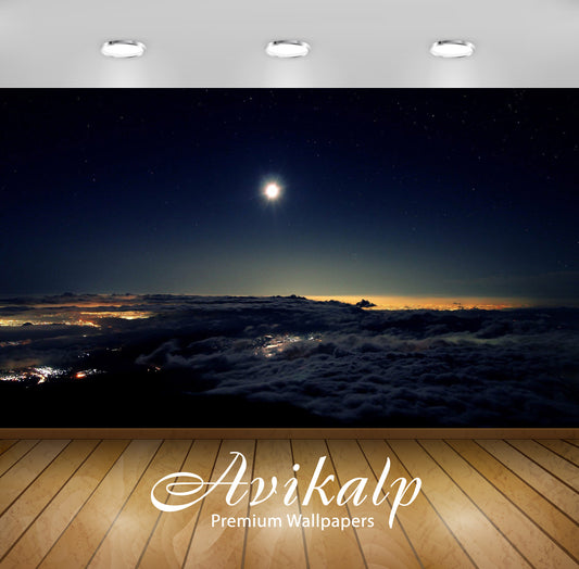 Avikalp Exclusive Awi5857 Night Sky Above The Clouds Nature Full HD Wallpapers for Living room, Hall