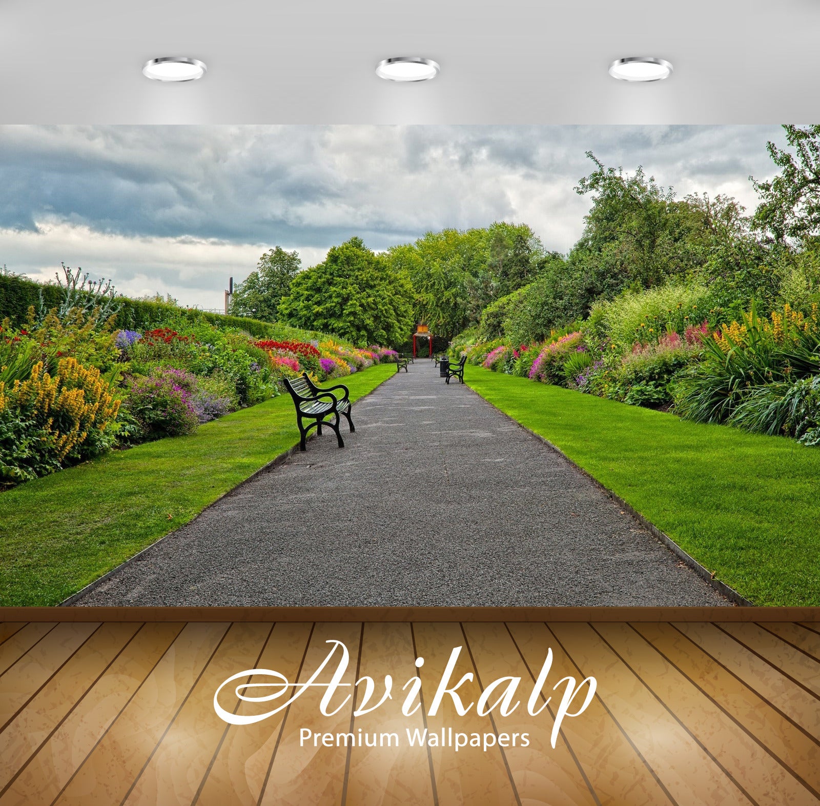 Avikalp Exclusive Awi5889 Path In The Garden Nature Full HD Wallpapers for Living room, Hall, Kids R