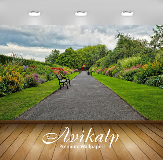 Avikalp Exclusive Awi5889 Path In The Garden Nature Full HD Wallpapers for Living room, Hall, Kids R