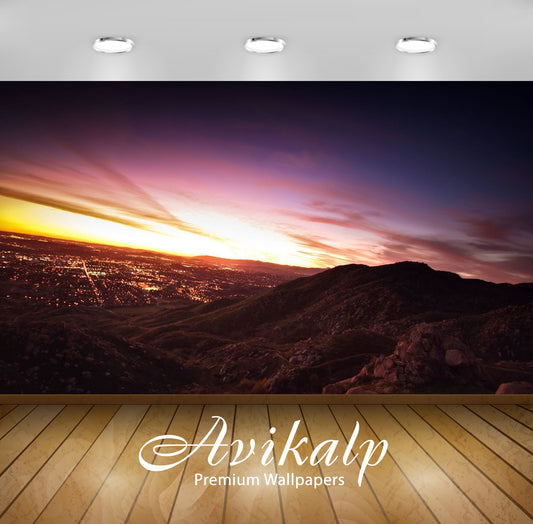 Avikalp Exclusive Awi5925 Pink Sky Above The Golden Sunset Nature Full HD Wallpapers for Living room