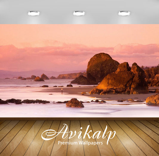 Avikalp Exclusive Awi5927 Pink Sunset Nature Full HD Wallpapers for Living room, Hall, Kids Room, Ki