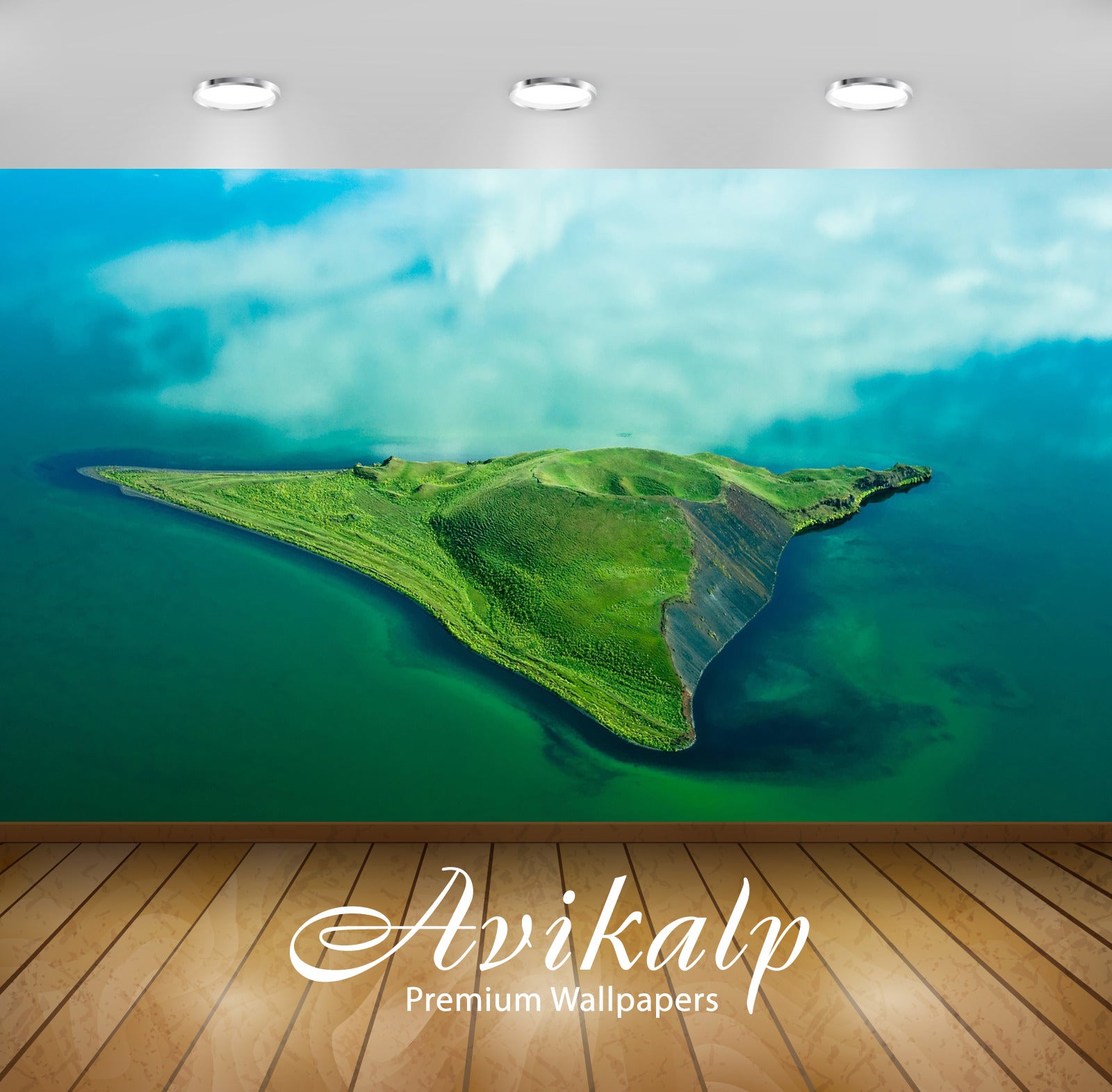 Avikalp Exclusive Awi5939 Pseudocrater Isle Nature Full HD Wallpapers for Living room, Hall, Kids Ro