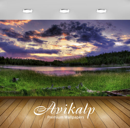 Avikalp Exclusive Awi5944 Purple Sunrise Nature Full HD Wallpapers for Living room, Hall, Kids Room,