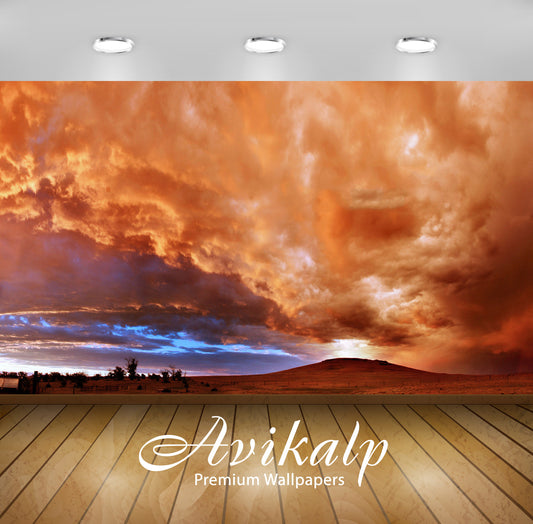 Avikalp Exclusive Awi5966 Red Clouds At Sunset Nature Full HD Wallpapers for Living room, Hall, Kids