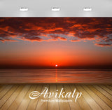Avikalp Exclusive Awi5980 Red Sunset Nature Full HD Wallpapers for Living room, Hall, Kids Room, Kit