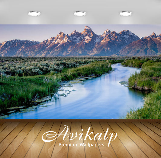 Avikalp Exclusive Awi5997 River In Grand Teton National Park Nature Full HD Wallpapers for Living ro