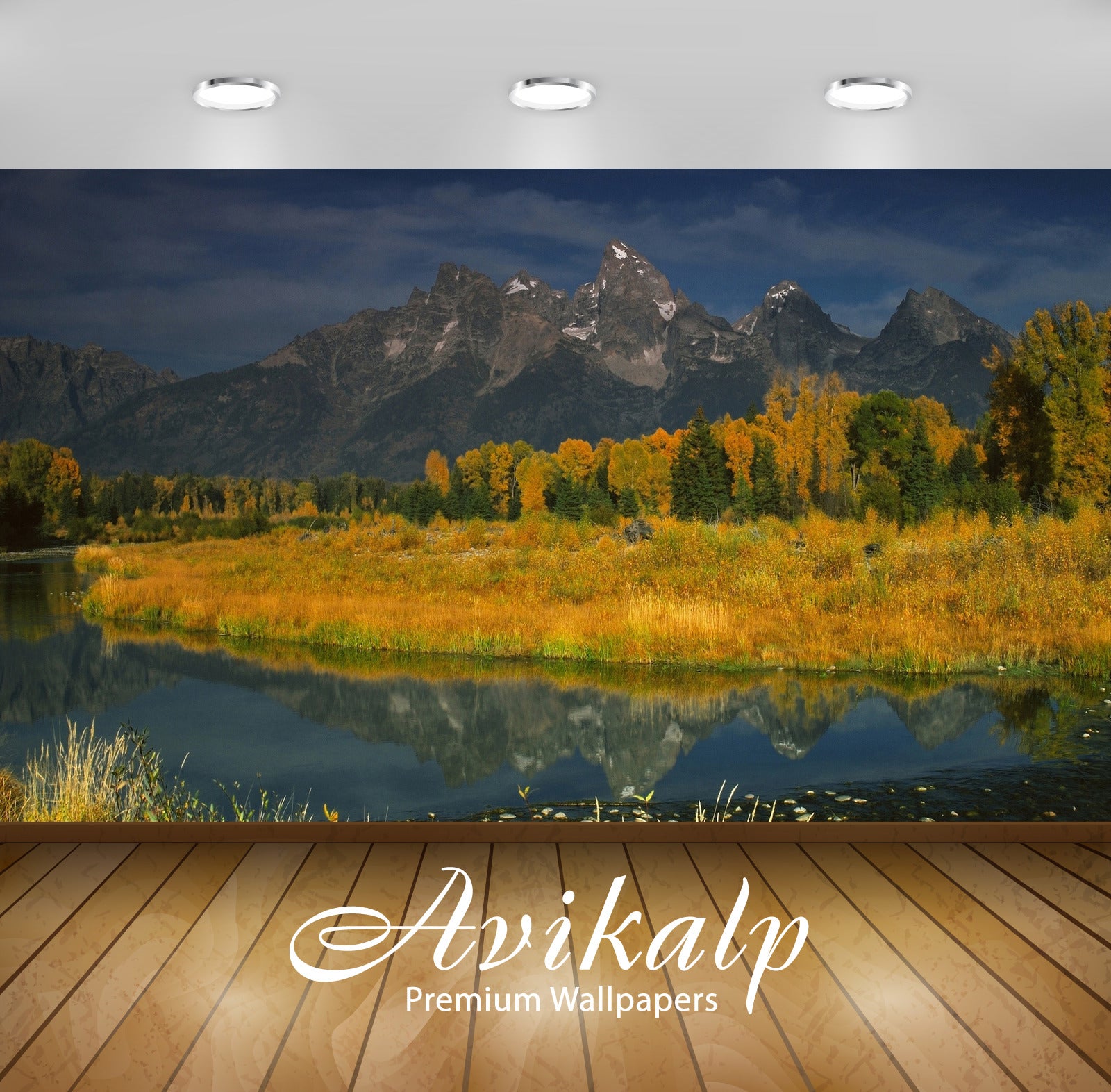 Avikalp Exclusive Awi6082 Rocky Mountains Behind The Autumn Forest Nature Full HD Wallpapers for Liv