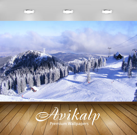 Avikalp Exclusive Awi6195 Ski Slope Nature Full HD Wallpapers for Living room, Hall, Kids Room, Kitc
